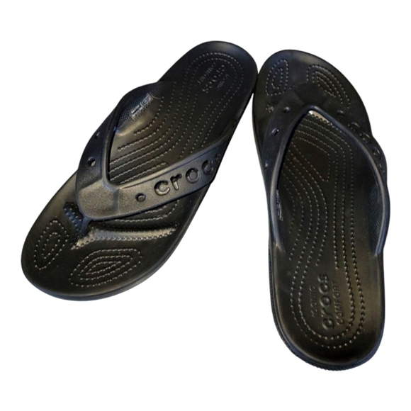 CROCS Classic Black Unisex Flip Flop Thong Sandals M 7 W 9 - Picture 2 of 6